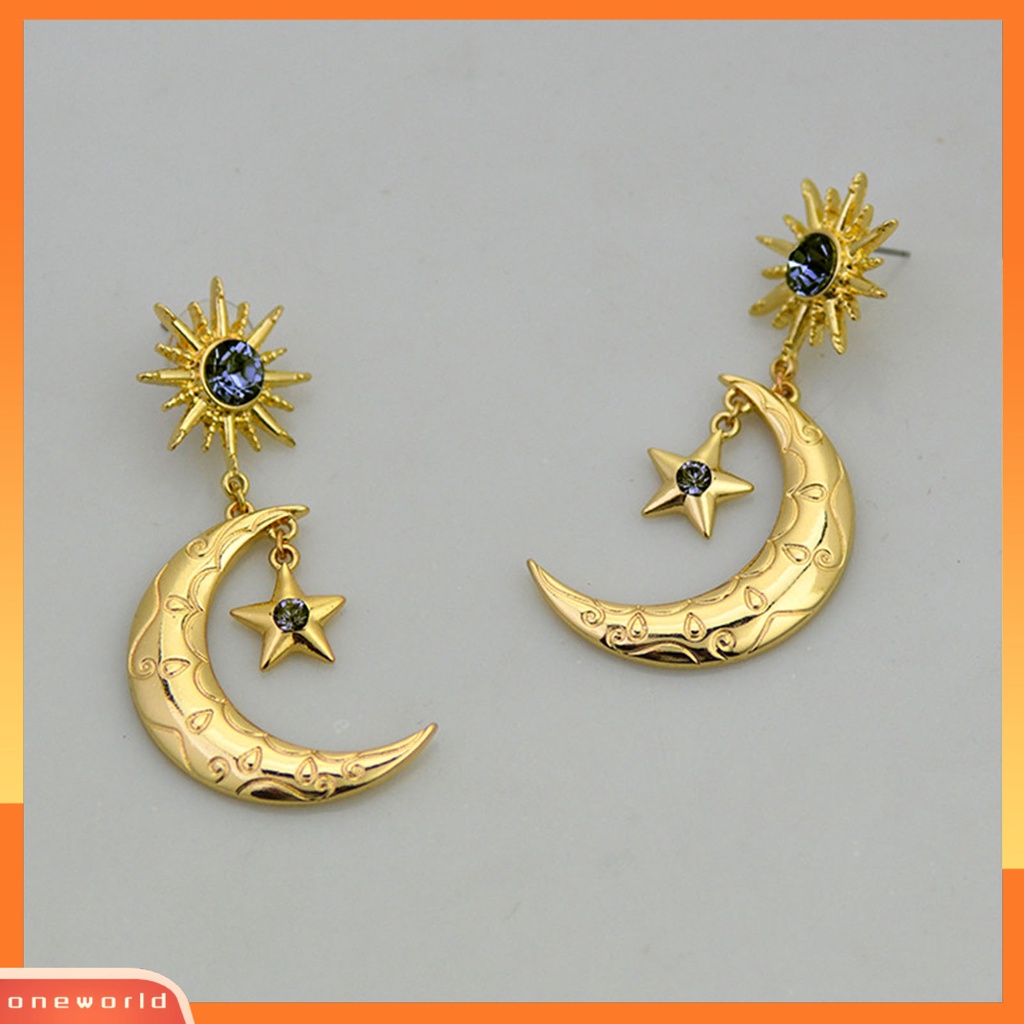 [WOD] 1pasang Anting Gantung Pengerjaan Indah Semua Pertandingan Paduan Mengkilap Elegan Drop Stud Earring Untuk Wanita