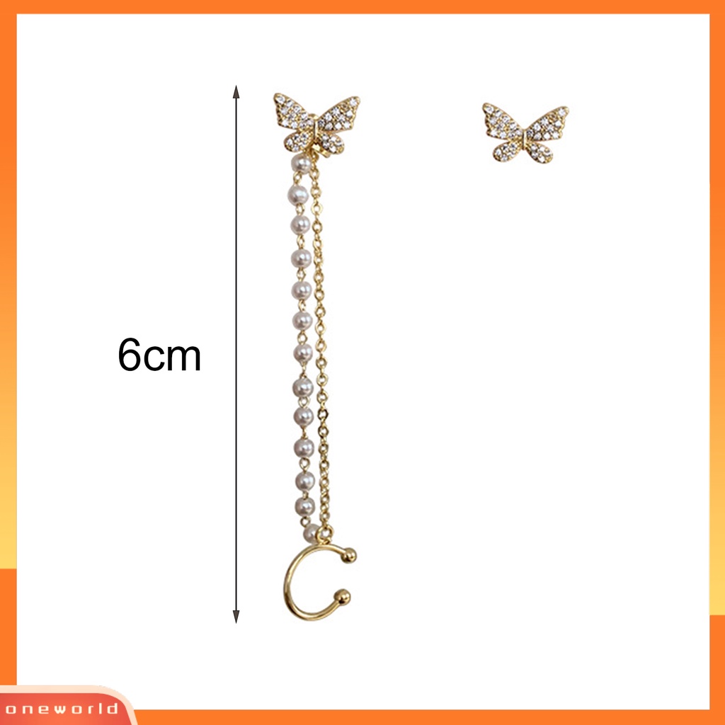 [WOD] 1pasang Klip Telinga Indah Pengerjaan Halus Bahan Alloy Bentuk Kupu-Kupu Menawan Anting Stud Untuk Wanita