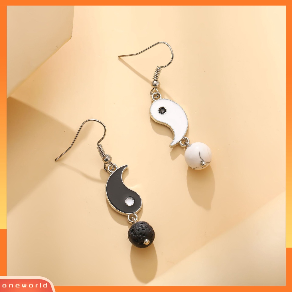 [WOD] 1pasang Drop Earrings Vintage Tahan Aus Indah Tai Chi Yin Yang Alloy Menjuntai Earrings Untuk Anak Perempuan