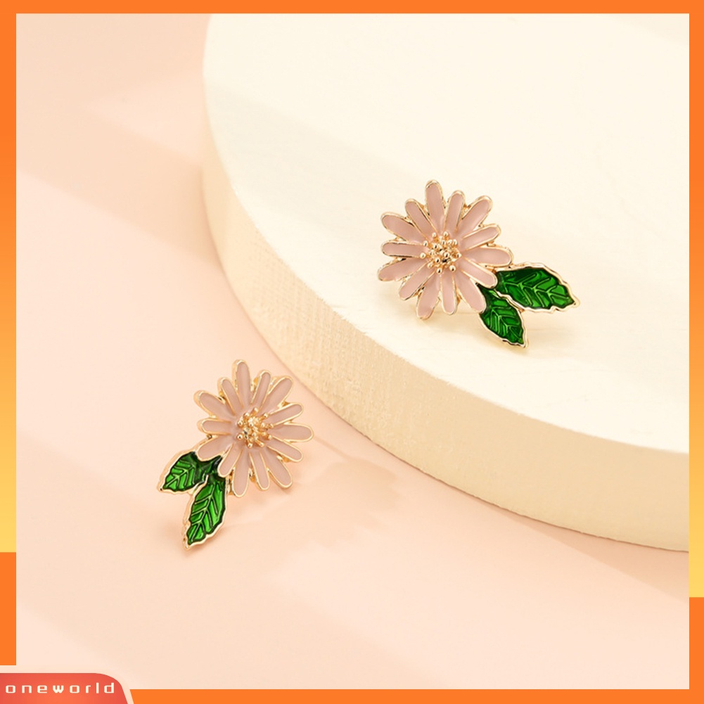 [WOD] Fashion Wanita Marguerite Bunga Enamel Alloy Stud Anting Tindik Perhiasan Hadiah