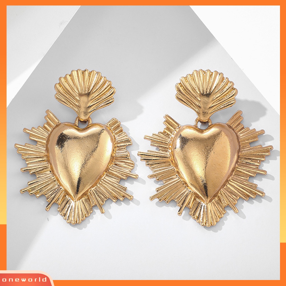 [WOD] Fashion Wanita Paduan Hati Timbul Liontin Anting Pernyataan Perhiasan Hadiah