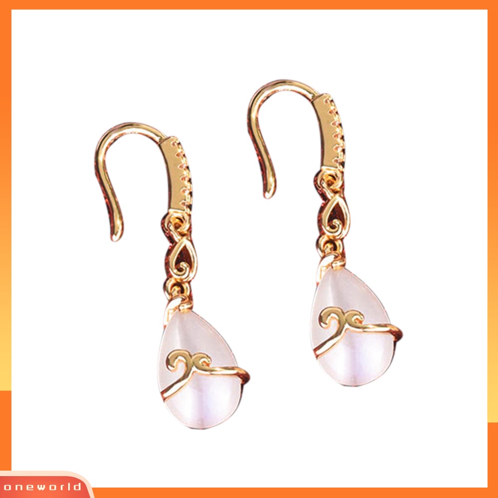 [WOD] Fashion Wanita Tetesan Air Imitasi Opal Menjuntai Ear Hook Anting Pesta Perhiasan Hadiah