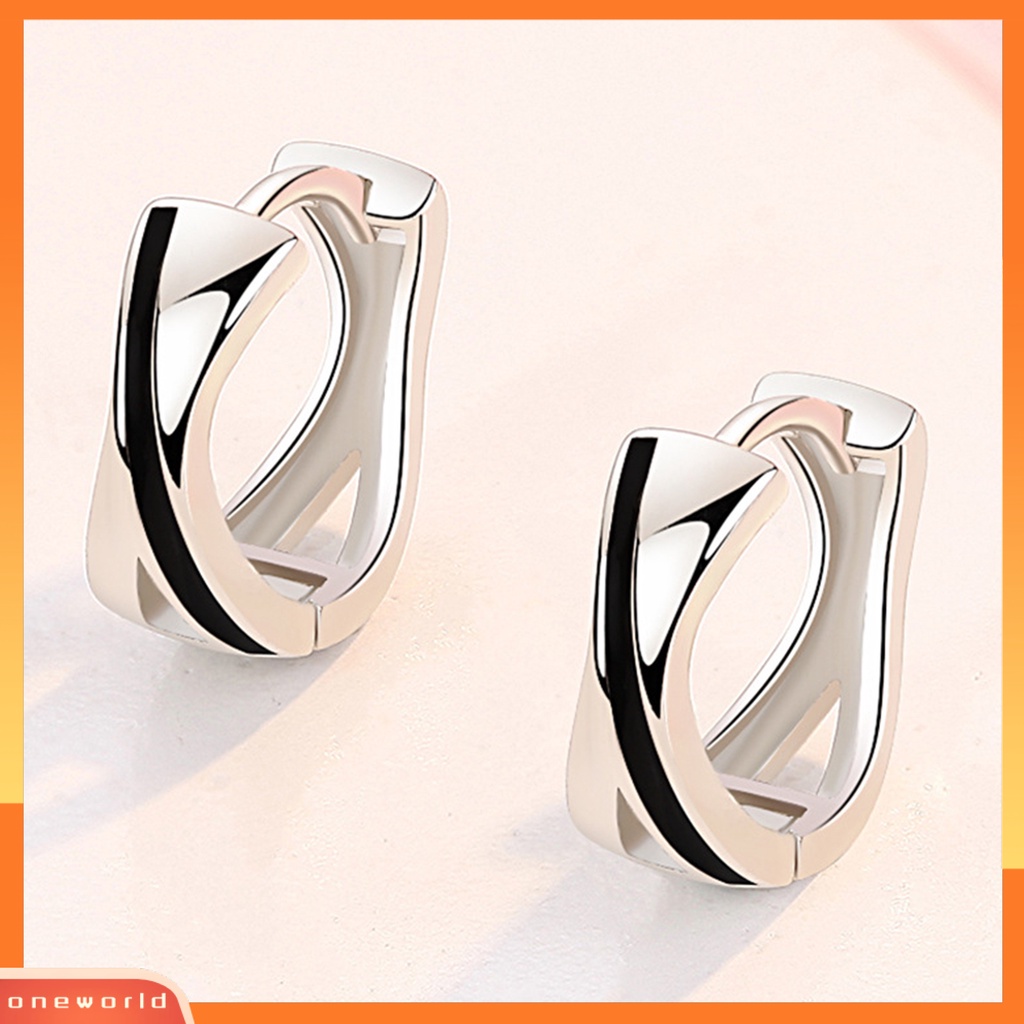 [WOD] 1pasang Anting Hoop Wanita Bulat Warna Kontras Halus Hip Hop Lady Earrings Perhiasan Perempuan