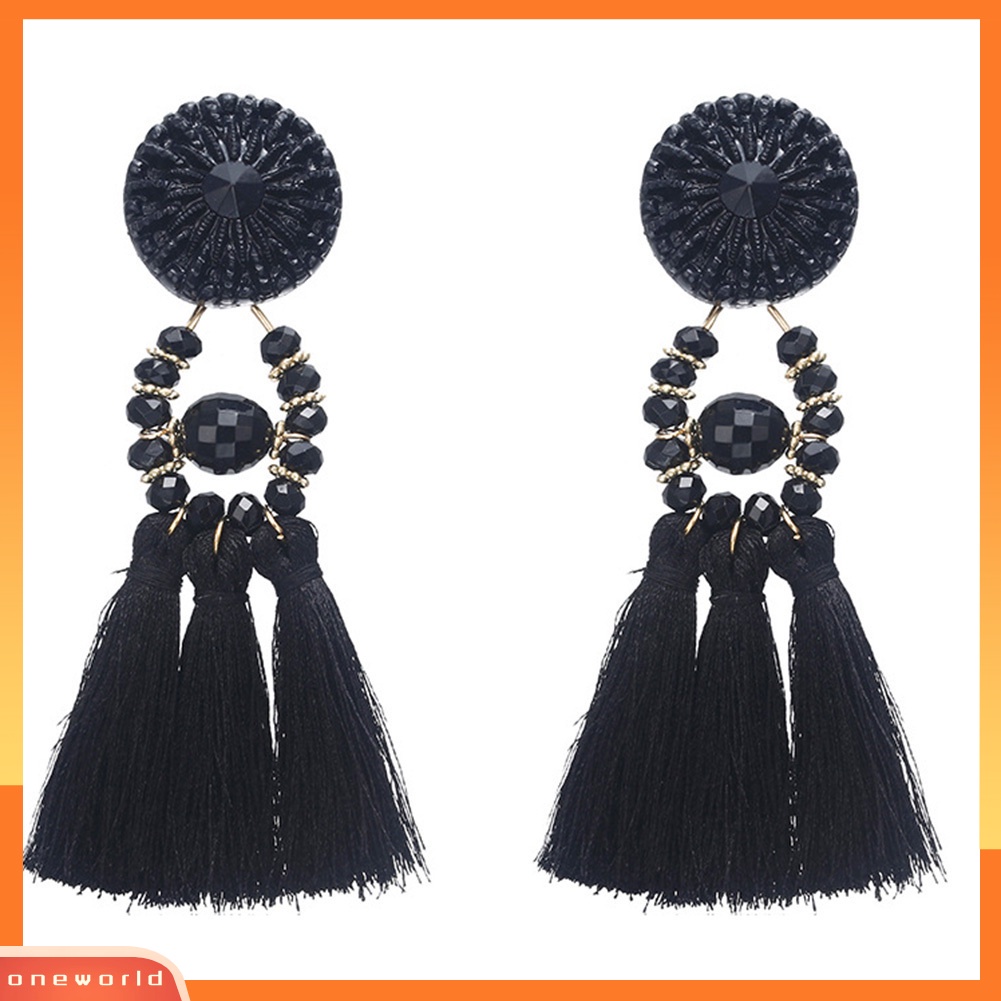 [WOD] Vintage Etnik Manik-Manik Rumbai Panjang Menjuntai Statement Earrings Wanita Perhiasan Hadiah