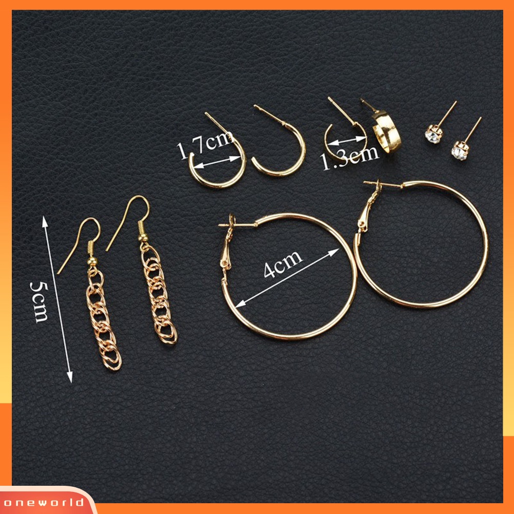 [WOD] Fashion Stud Hook Hoop Earrings Berlian Imitasi Mengkilap Wanita Set Perhiasan Hadiah