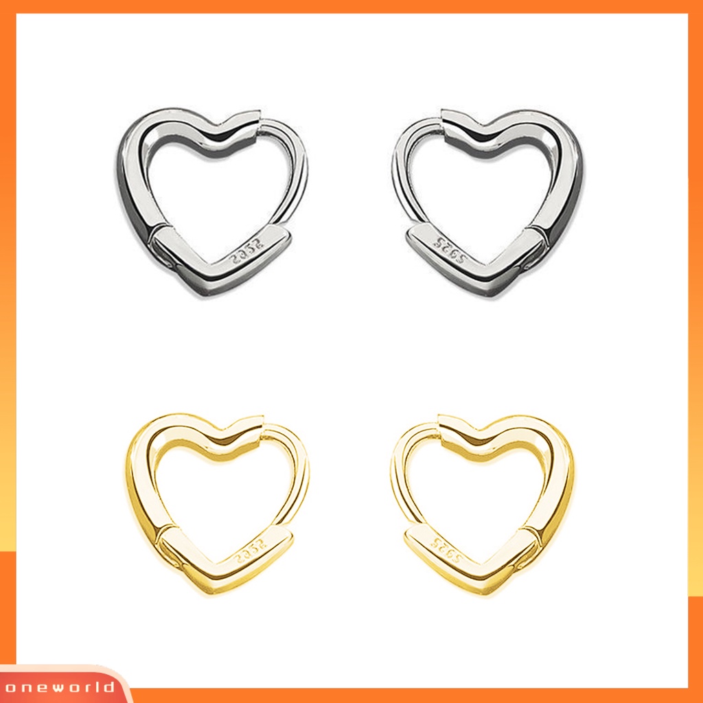 [WOD] Anting Bentuk Hati Dekorasi Full Luster Warna Silver Anting Tusuk Kecil Simple Untuk Pesta