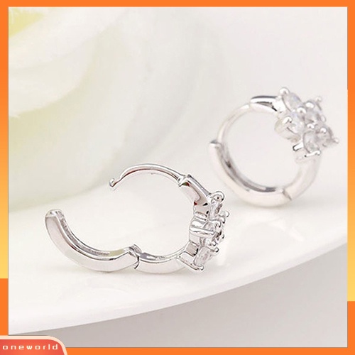 [WOD] Lady Snowflake Silver Plated Leverback Huggie Hoop Earrings Perhiasan