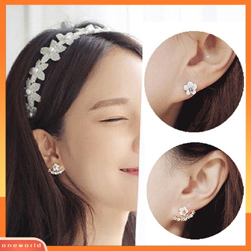 [WOD] Wanita Fashion Gaya Korea Anting Pola Daisy Kecil Berlian Imitasi Jaket Telinga Ear Studs