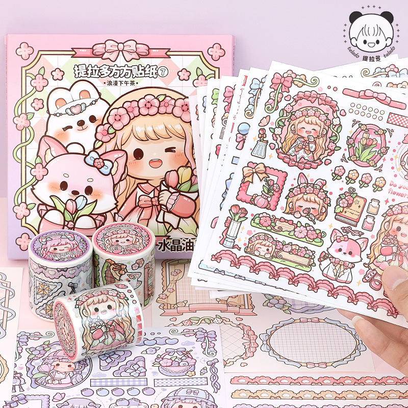 

Stiker persegi saus tradoduo stiker persegi lucu kartun anak-anak tangan akun washi stiker dekorasi notebook grosir