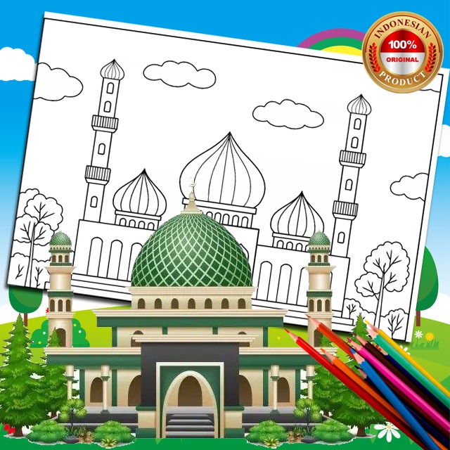 

[Whispers] Gambar Mewarnai Islami ~ MASJID/ Seketsa Lukis / Drawing Sketch / Sketsa Menggambar A4