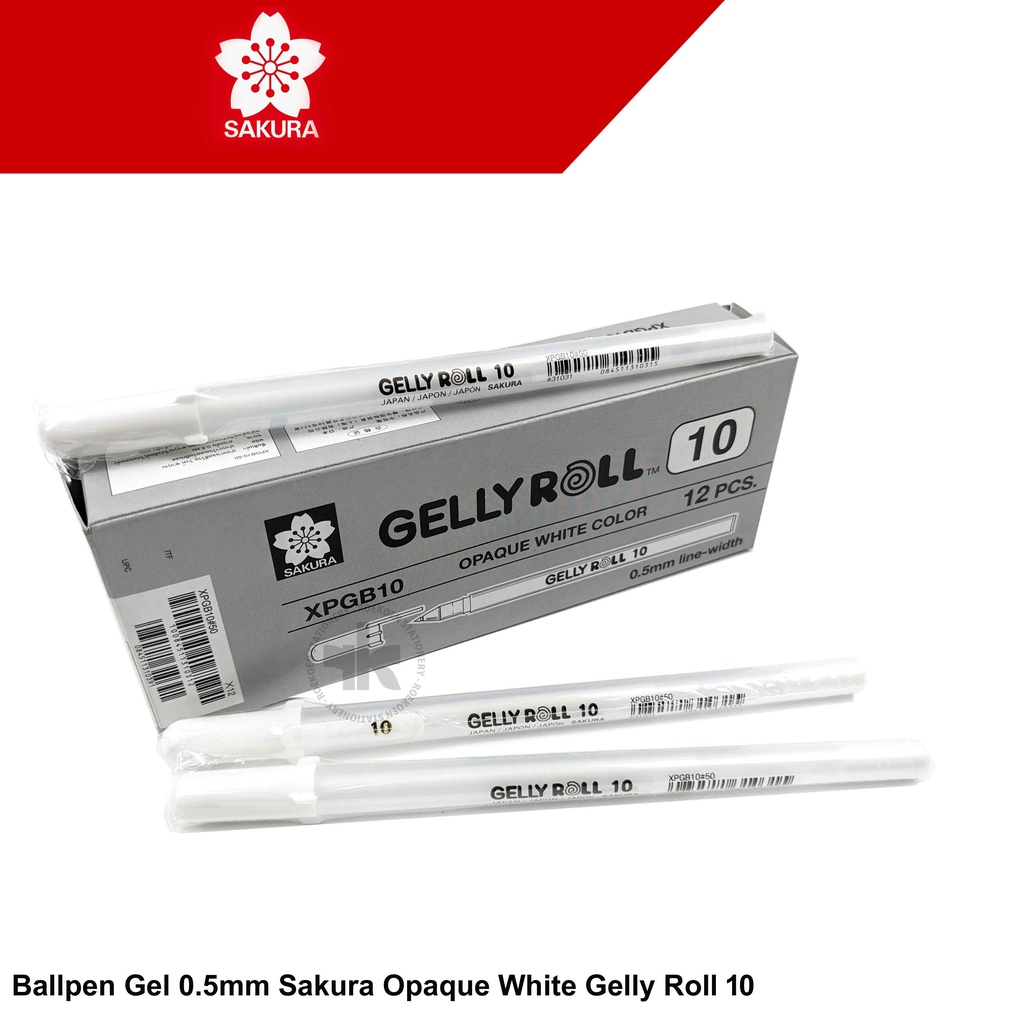 

Sakura Gelly Roll Opaque White Color Ballpen Gel Putih 1.0mm XPGB10