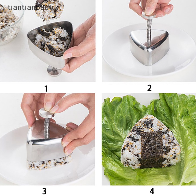 [tiantianbaofu] Cetakan Pembuat Onigiri Segitiga Cetakan Onigiri Cetakan 304stainless Steel Rice Ball Mold Anti Lengket Cetakan Sushi Segitiga DIY Alat Cetakan Onigiri Portable Rice Ball Mold Butik