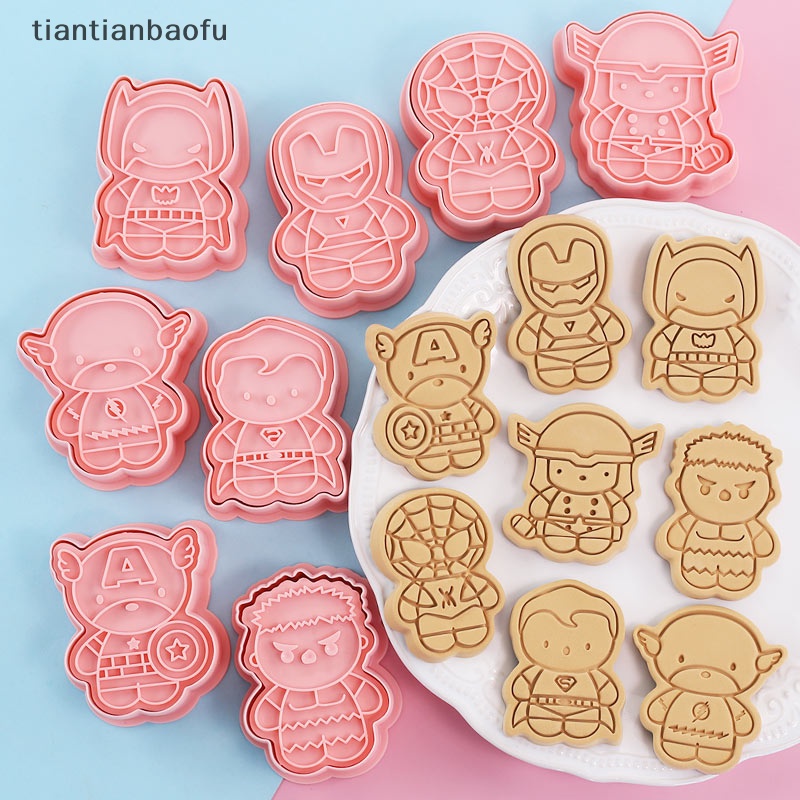 [tiantianbaofu] 8 Pcs Anime Plastik Cookie Cutter Biscuit Cutter Cetakan Biskuit Baking Tools Butik