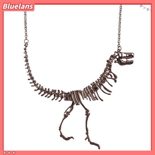 [BLS] Pria Wanita Unisex Punk Dinosaurus Tulang Drop Liontin Statement Alloy Rantai Kalung