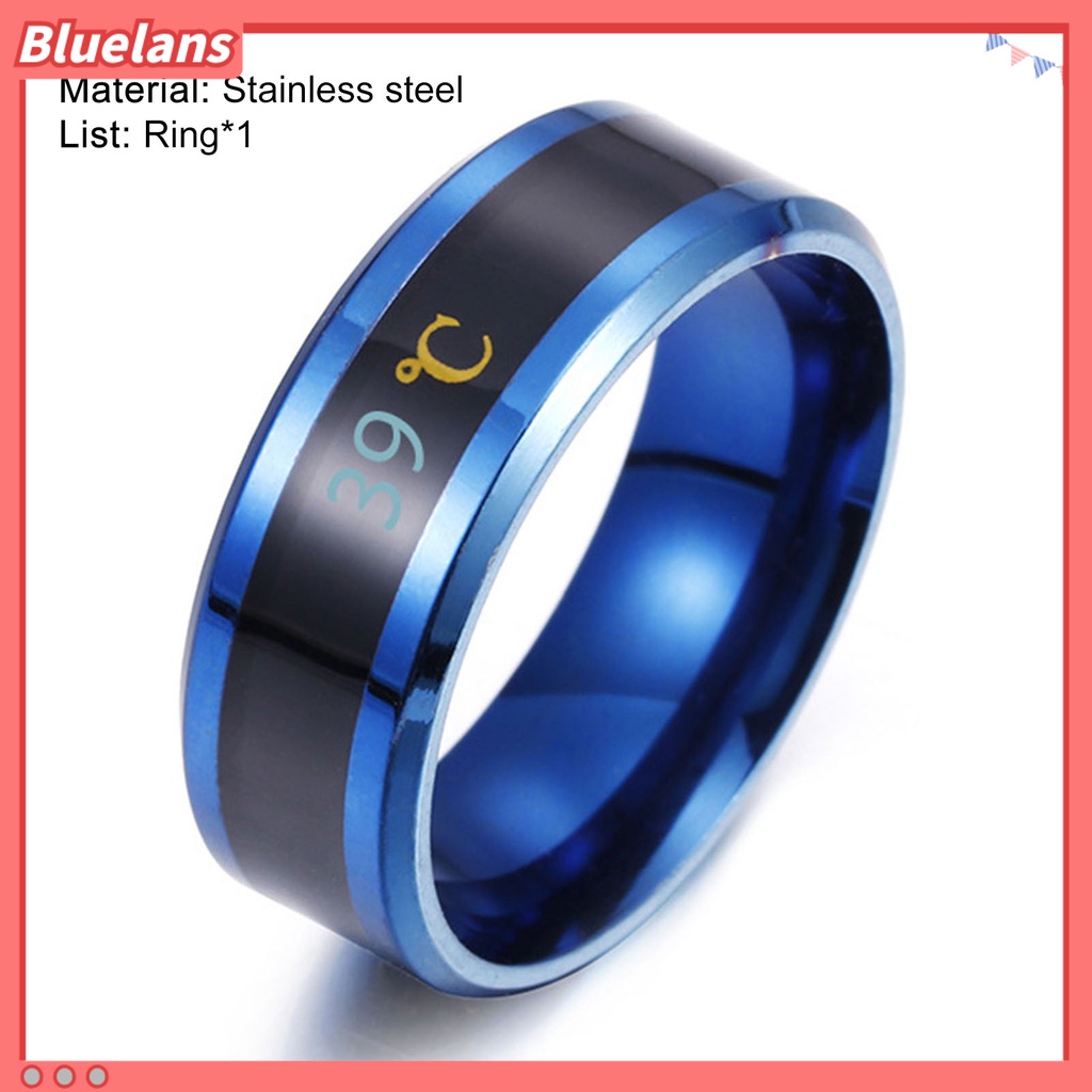 [BLS] Cincin Fashion Unisex Tampilan Real Time Cincin Tes Suhu Bahan Stainless Steel Untuk Pesta