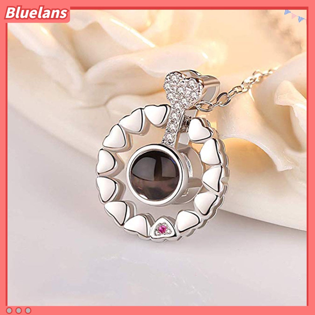 [BLS] 100bahasa I Love You Proyeksi Liontin Kalung Wanita Rantai Klavikula Hadiah