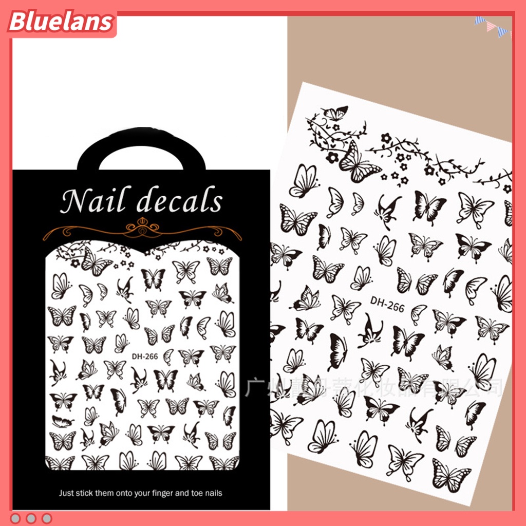 [BLM] Manicure Decal Halus Indah Lem Bebas Hollow Butterfly Nail Art Transfer Sticker Untuk Wanita