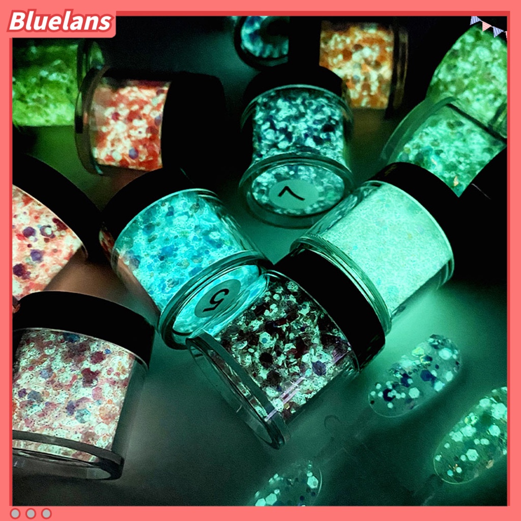 [BLM] 1botol Kuku Serpihan Luminous Reflektif Saturasi Tinggi Glow Dark Glitters Nail Art Craft Filling Decoration Untuk Manicure