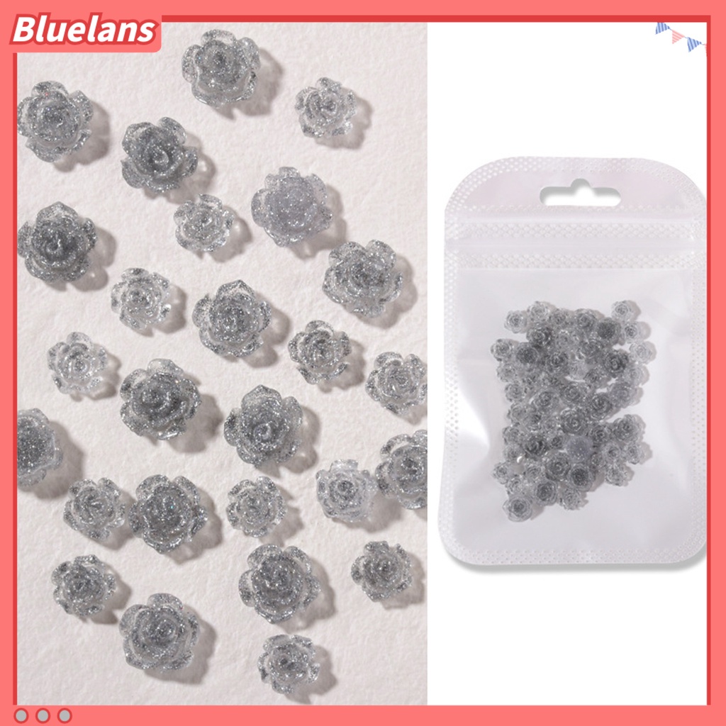 [BLM] 50pcs Kamelia Kuku Efek Visual Mengkilap Tiga Dimensi Glitter DIY Ornamen Kerajinan Manikur Kuku Mini 3D Untuk Manicurist
