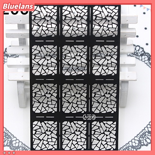 [BLM] 1lembar DIY Mudah Digunakan Manicure Irregular Hollow Stensil Nail Art Stiker Cap