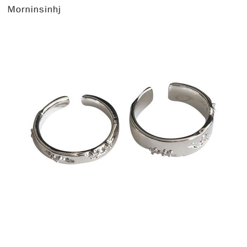 Mornin 2PCS Cincin Vintage Punk Berlian Imitasi Adjustable Untuk Wanita Retro Warna Silver Opening Knuckle Unisex Trendy Finger Ring Jewelry id