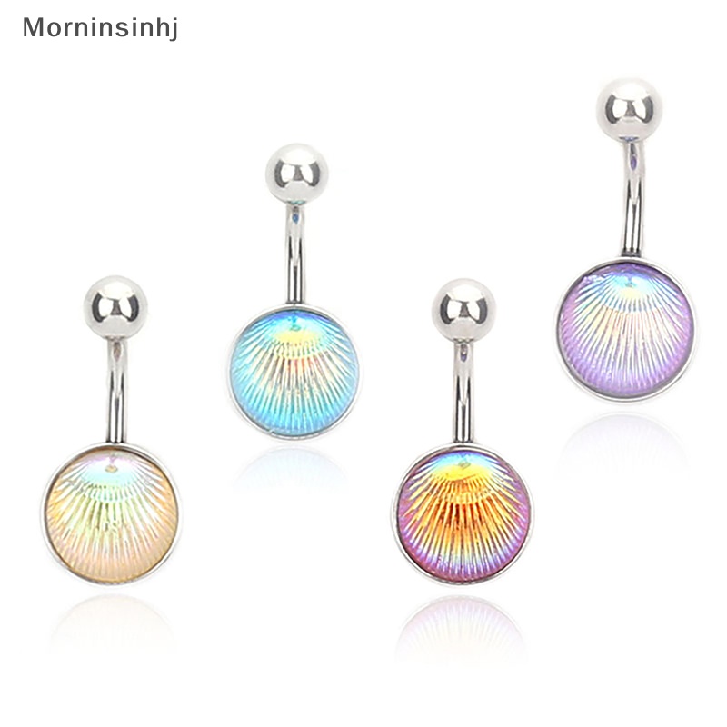 Mornin Stainless Steel Colorful Shell Round Belly Button Rings Perhiasan Perut Fashion Berkualitas Tinggi Untuk Wanita Dekorasi Tubuh id