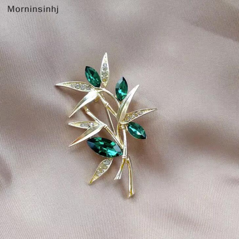 Mornin Bros Bentuk Bambu Untuk Wanita Desain Berlian Imitasi Top Quality Plants Flower Party Brooch Pin Hadiah id