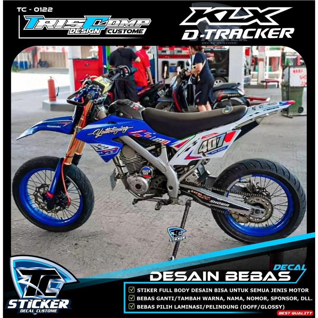 Decal Sticker Motor KLX / KLX BF / KLX 150 L Fullbody Kombinasi Chrome Silver (Bisa Request) - Stike