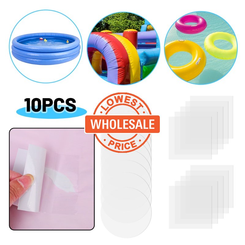 [Grosir] 10pcs Patch Perbaikan Cincin Renang Tiup Transparan Tahan Air/Universal Inflatable Product Leak Repair Patch/DIY Self-Adhesive Repair Patch Sticker