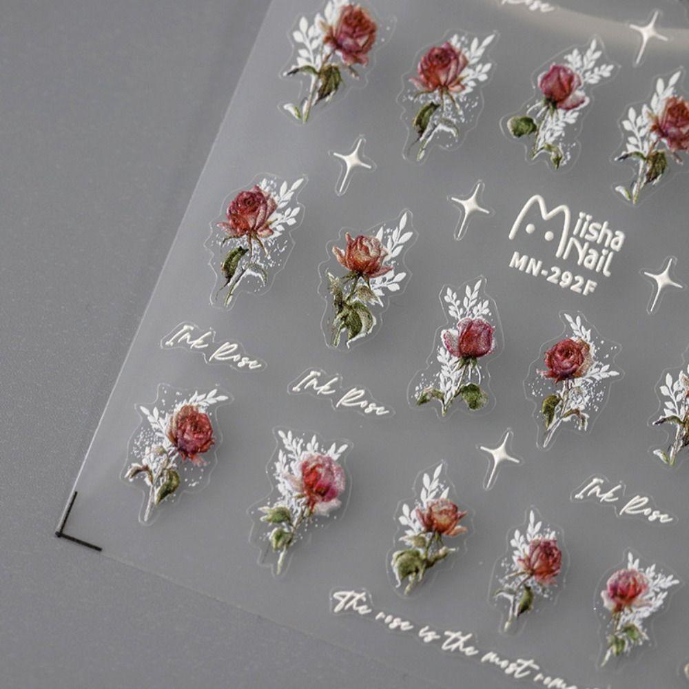 Mxbeauty Stiker Kuku Bunga Fashion Perekat Diri Kupu-Kupu Kaktus Narcissus Dekorasi Kuku