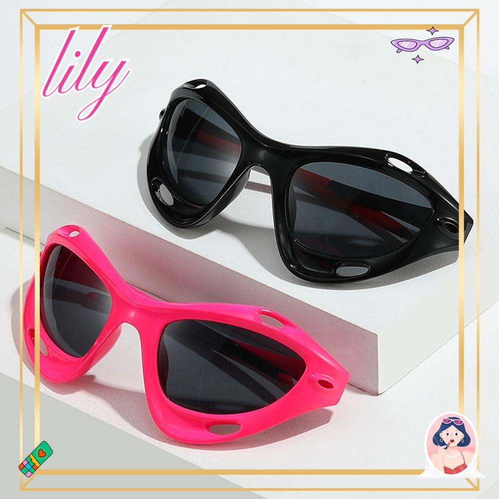 Lily Y2K Kacamata Hitam UV400 Eyewear Bersepeda Oversized Olahraga Cyberpunk