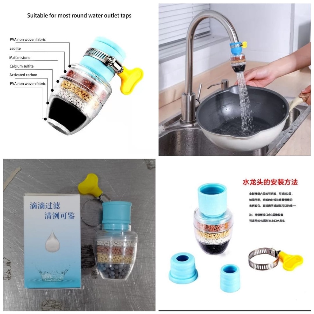 Filter kran air 6 lapis saringan kran air filter batu 6 lapis filter kran air 6 lapis penyaring air kotor saringan filter wastafel tempat cuci piring