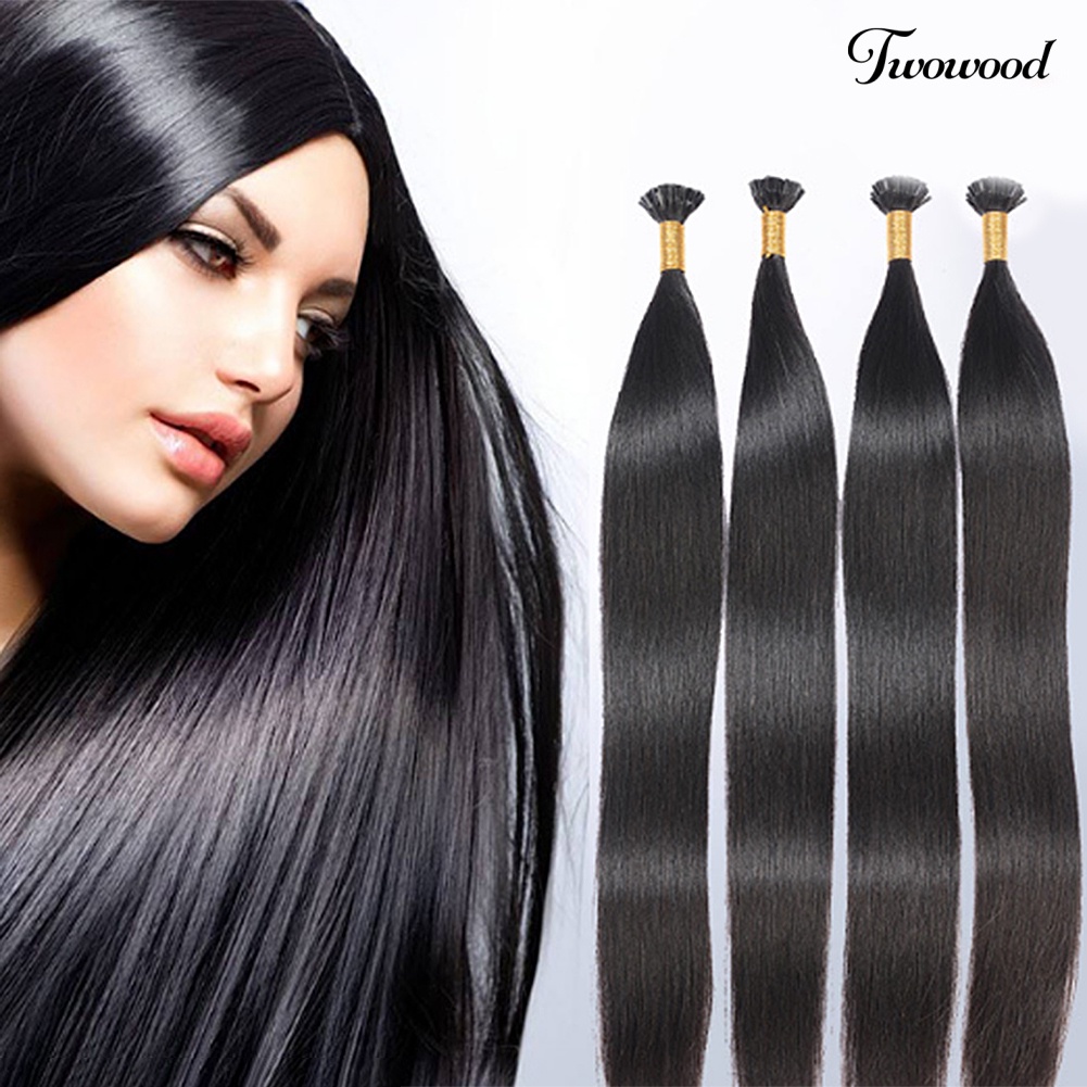 Twowood Wanita Lurus Panjang Rambut Sintetis Tahan Panas Serat Wig Ekstensi Sopak