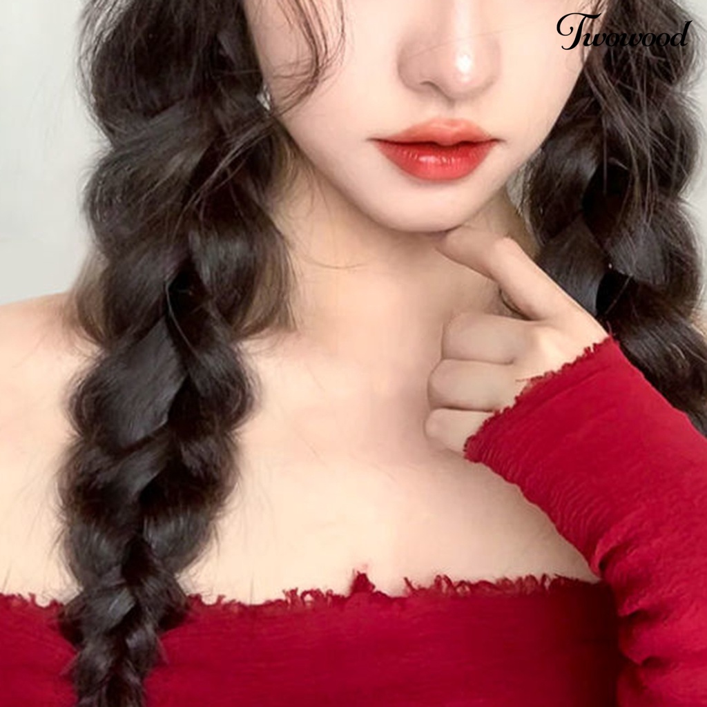 Twowood 1pasang Wig Wanita Mudah Dipakai Nyaman Alami Alat Makeup Suhu Tinggi Sutra Lucu Double Ponytails Wig Untuk Rumah