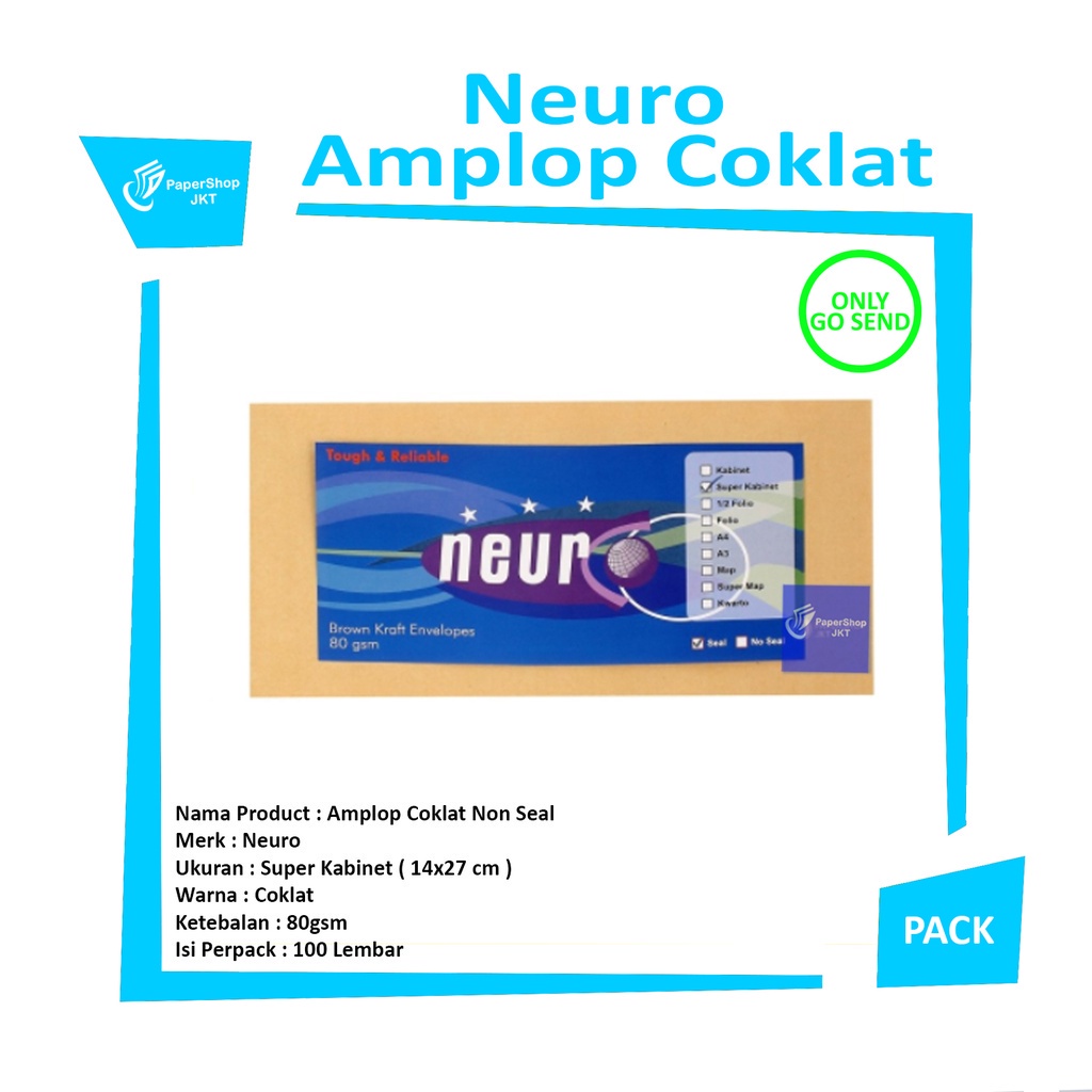 

NEURO - Amplop Coklat No Seal Ukuran Super Kabinet ( 14 x27 cm ) - Pack