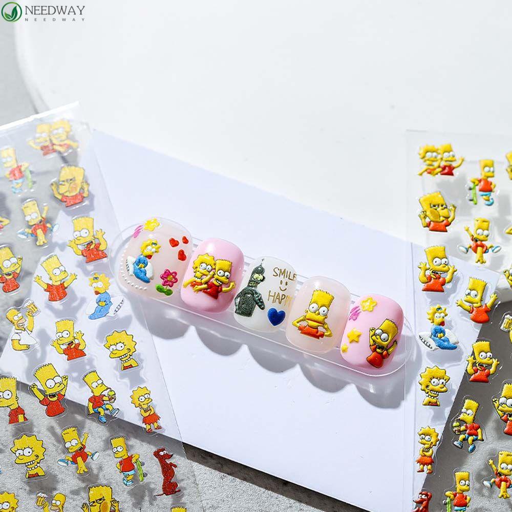 Needway Kartun Stiker Kuku Wanita Timbul Winnie The Pooh Manicure Aksesoris Perekat Diri Pooh Bear Nail Stickers