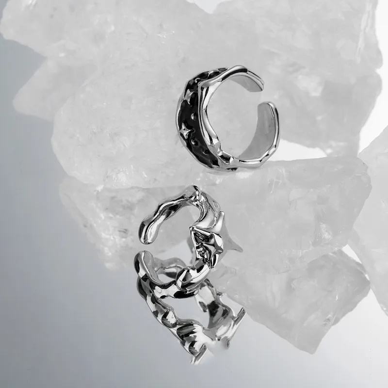 Fashion Sederhana Punk Cincin Bintang Tidak Teratur Jari Cincin Kreatif Perhiasan Geometris Hip Hop Adjustable Terbuka Rings Korea Populer Rings