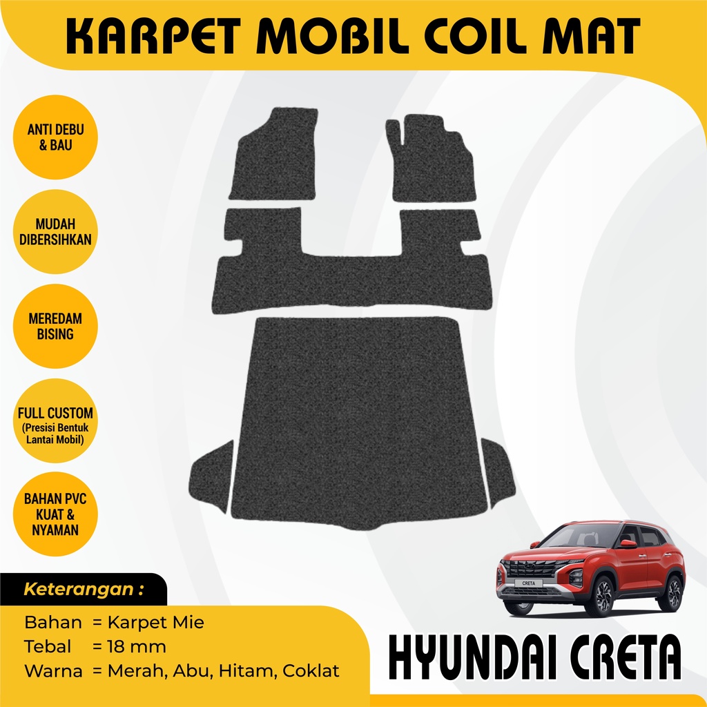 Karpet Mobil Mie Bihun Hyundai Creta Coil Mat Aksesoris Mobil Interior Mobil Keset Mobil Karpet Cacing Premium Quality