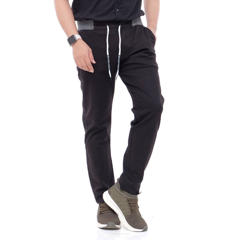 Celana Chino Panjang Pria Pinggang Karet Rib Bahan Katun Combed Stretch Melar - Rassel Official