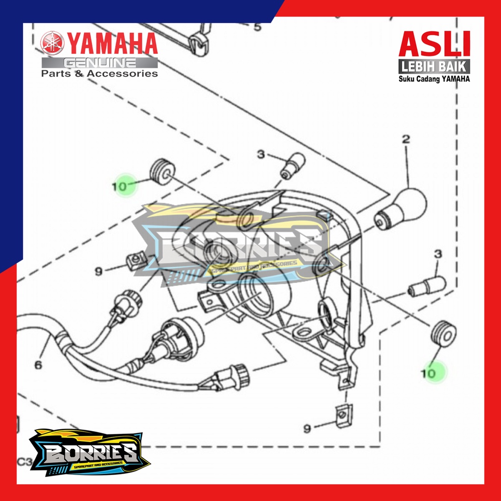 SATUAN KARET GROMET STOPLAMP LAMPU BELAKANG MIO SPORTY SMILE ORIGINAL