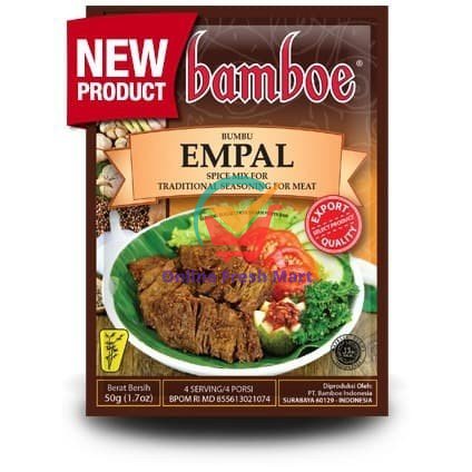 

Bamboe Bumbu Empal 50 gr - Online Fresh Mart Denpasar