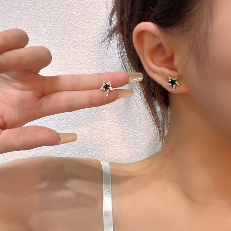 Anting Perak Bintang Kristal Elegan Untuk Wanita Hypoallergenic Fashion Piecing Stud Earring Perhiasan Aksesoris