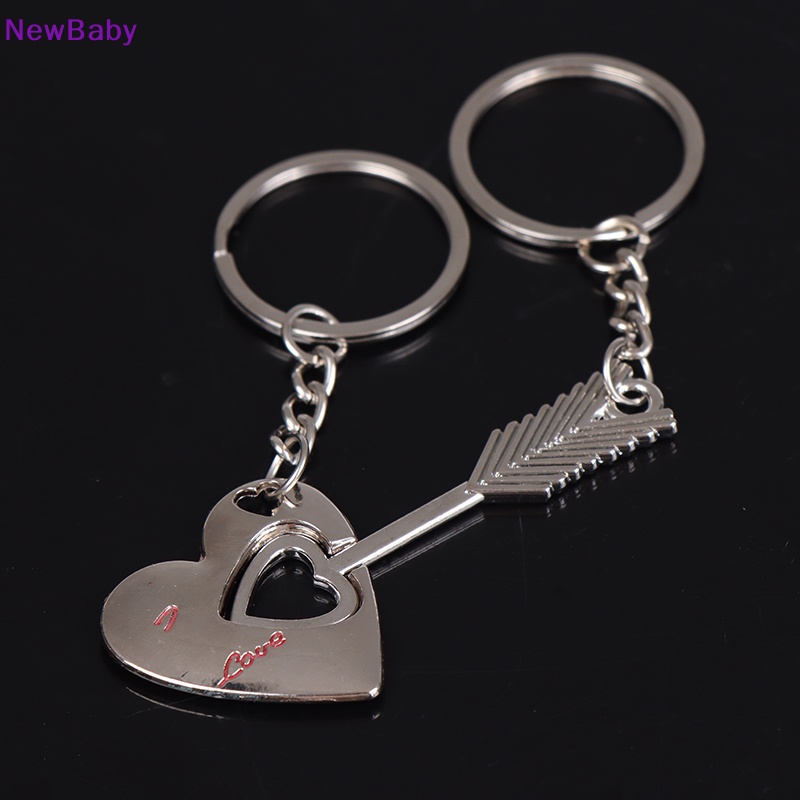 Newbaby 1pasang New Love Heart Lock Gantungan Kunci Ring Keyring Keyfob Valene's Day Gift ID