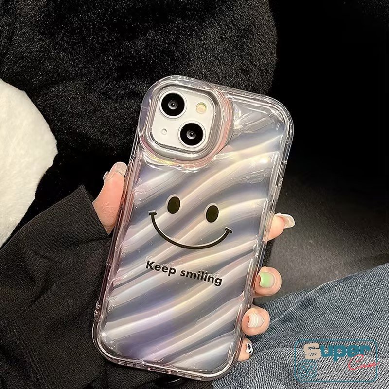 Kreatif 3D Stereo Kerut Lucu Simple Smile Case Kompatibel Untuk IPhone 7plus7 8 6 6S Plus XR 11 13x14 12 Pro MAX XS MAX SE 2020 Dazzle Color Letter Laser Card Soft Case
