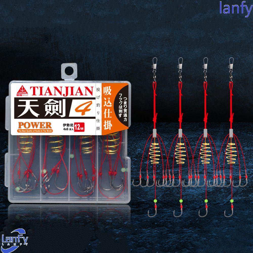 Lanfy Fishinghooks Red Sharp High Carbon Steel Kasar Fishing Tackle Anti Winding Bait Trap Feeder Mata Air Pancing Umpan Hooks