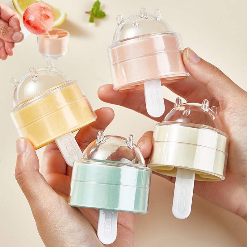 [Fitur] Popsicle Ice Hoki DIY Cetakan Lolipop Icy Sphere Freezing Cup Easy-demoulding Ice Ball Kotak Dengan Tutup Musim Panas Buah Puding Membuat Cetakan