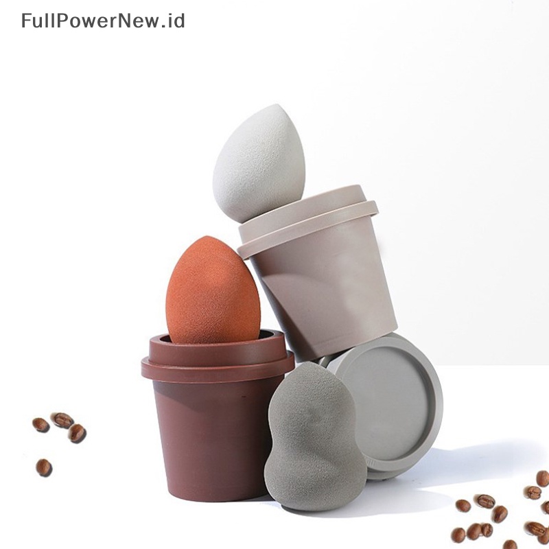 Power Gelas Kopi Kosong Bentuk Beauty Sponge Holder Bedak Puff Bubuk Sponge Case ID