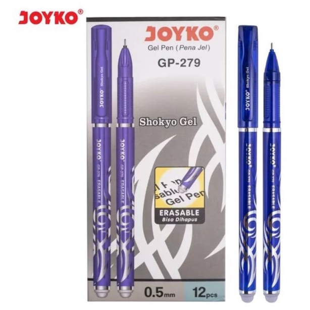 

Pen erasable atau bisa dihapus 0.5 hitam Joyko GP-279 isi 12 pcs - Hitam