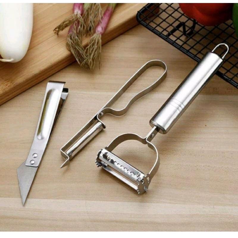 s2109 Pengupas stainless steel isi 3 set Alat Pengupas Wortel Bawang Sayur Buah Bahan Stainless Steel zharazu