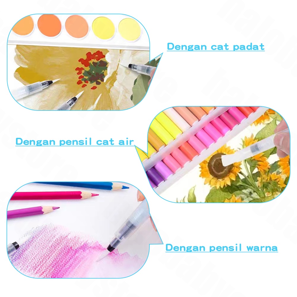 Halo Baby 6pcs Water Pen Set/ Kuas Cat Air Lembut/Paint Brush